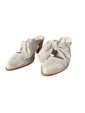 Jeffrey Campbell Cyrus Bow Suede Mules Block Heel Size 8